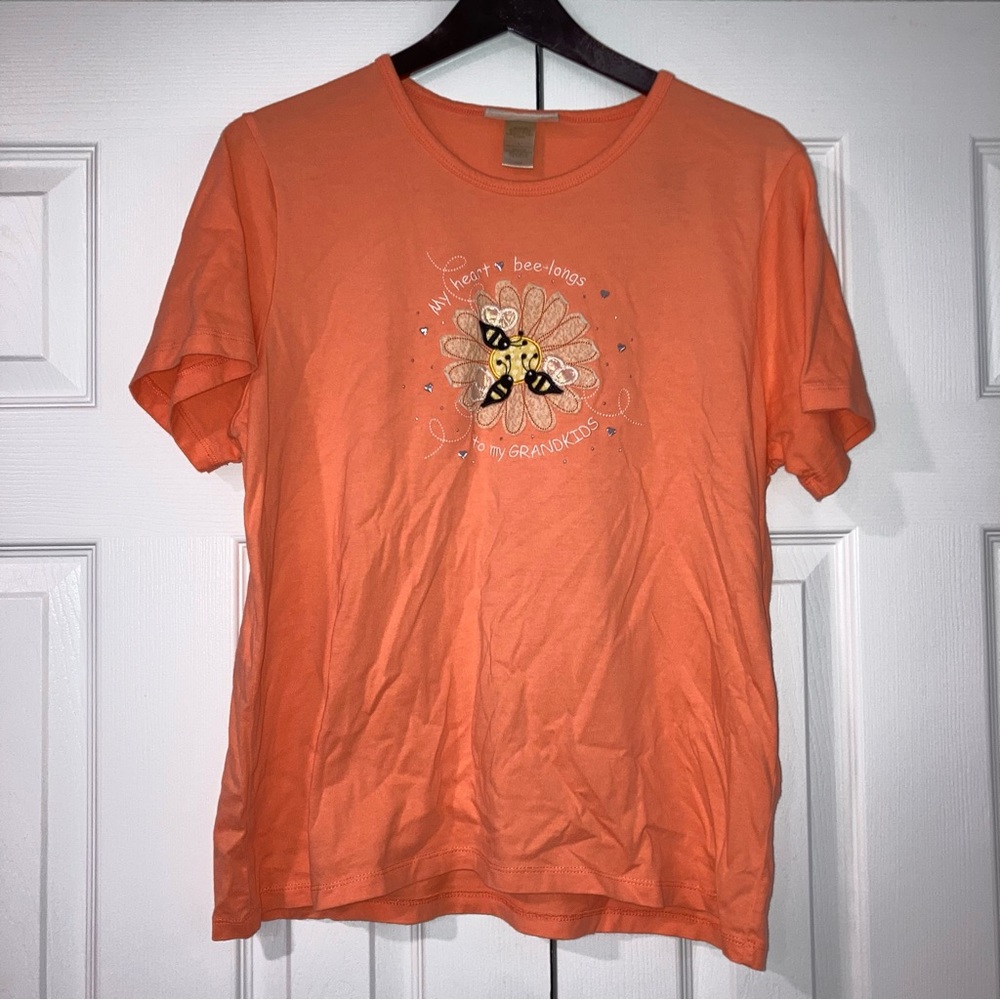 MC Sportswear Creamsicle Orange “Grandkids” Short Sleeve Shirt Large